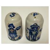 PTRY - M.A. Hadley Pottery Hand Painted Farmer and Wife Salt and Pepper Shakers