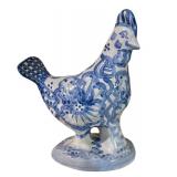 LLSTR - M.A. Hadley Hand Painted Pottery Blue and White Chicken Figurine