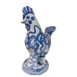 LLSTR - M.A. Hadley Hand Painted Pottery Blue and White Chicken Figurine