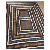 LLSTR - Handcrafted by Hmong Artisans Quilt Top Bed Cover Blue and Brown Geometric Pattern