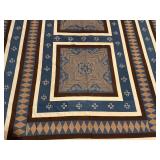 LLSTR - Handcrafted by Hmong Artisans Quilt Top Bed Cover Blue and Brown Geometric Pattern