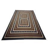 LLSTR - Handcrafted by Hmong Artisans Quilt Top Bed Cover Blue and Brown Geometric Pattern