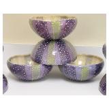 PTRY - Set of 8 Handcrafted Ceramic Bowls with Purple and Green Sea Urchin Design