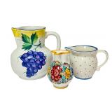 PTRY - Set of 3 Assorted Ceramic Creamers, Hand-Painted