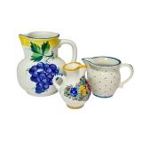 PTRY - Set of 3 Assorted Ceramic Creamers, Hand-Painted
