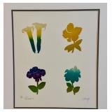LLSTR - Set of 2 Signed Flower Quartet Art Prints by Artist, Unframed