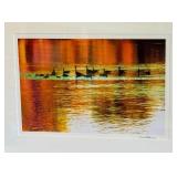 LLBR - David Matthew Signed Photographic Print Geese on Lake, Professionally Framed