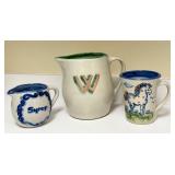 PTRY - M.A. Hadley Pottery Syrup Pitcher, Juice Pitcher, and Mug Set