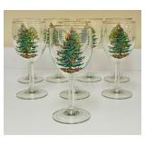 PTRY - Set of 8 Spode Christmas Tree Wine Glasses, 7 Inch
