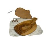 K - Set of 3 Cheese Boards - Marble, Olive Wood, and Mouse Shape