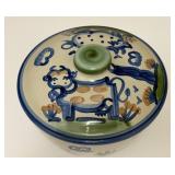 PTRY - M.A. Hadley Pottery Covered Dish with Cow Motif
