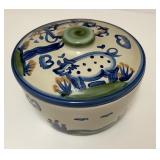PTRY - M.A. Hadley Pottery Covered Dish with Cow Motif