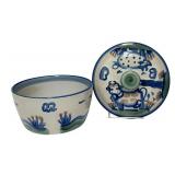 PTRY - M.A. Hadley Pottery Covered Dish with Cow Motif