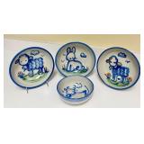 PTRY - Set of 4 M.A. Hadley Pottery Bowls with Animal Motifs