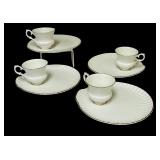 PTRY - Set of 4 Vintage Crown Staffordshire Fine Bone China Snack Sets with 9 inch Plates