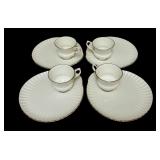 PTRY - Set of 4 Vintage Crown Staffordshire Fine Bone China Snack Sets with 9 inch Plates