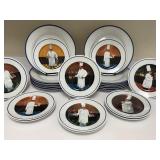 PTRY - Williams-Sonoma Chef Series Plate Set - 12 Dinner Plates and 11 Salad Plates "Chef Christian"