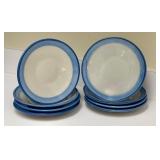 PTRY - Set of 8 M.A. Hadley 6-Inch Bread Plates with Blue Trim