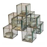 LLSTR - Geometric Glass and Metal Tealight Candle Holder with 9 Cubes