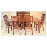 DR - Handcrafted Amish Mission Dining Table by Noah Bontrager with 8 Chairs