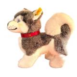 D - Steiff Husky Plush Dog with Red Collar