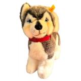 D - Steiff Husky Plush Dog with Red Collar