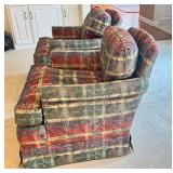 LR - Pair of Custom Upholstered Rocking Swivel Armchairs