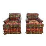 LR - Pair of Custom Upholstered Rocking Swivel Armchairs