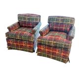 LR - Pair of Custom Upholstered Rocking Swivel Armchairs