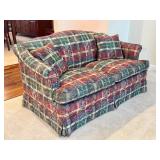 FR - Custom Upholstered Loveseat with Plaid and Nature Motif