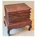 LR - Book Motif Wooden End Table