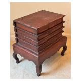 LR - Book Motif Wooden End Table