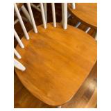 K - Set of 8 Windsor-Style Dining Chairs with White Spindles and Wood Seats