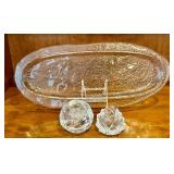 K - Scandinavian Glass Tray with 2 Candle Holders