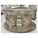 K - Assorted Vintage Silver Plate Serving Collection with Glass Platter