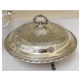 K - Assorted Vintage Silver Plate Serving Collection with Glass Platter