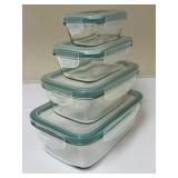 PTRY - Set of 4 OXO Glass Food Storage Containers with Teal Lids