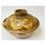 PTRY - Richard Bresnahan, Potter in Residence at St Johns University Crafted Lidded Pottery Bowl with Floral Motif