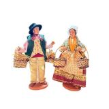 K - Pair of 10.5 Inch Santon de Provence Claude Carbonel Figures with Baskets