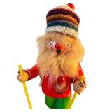 D - Vintage German Smoker Figurine Skier 10 Inch