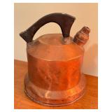 D - Vintage Copper Kettle with Black Handle Rustic Decor