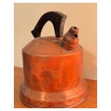D - Vintage Copper Kettle with Black Handle Rustic Decor