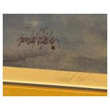 LL - Framed Watercolor Print of Boats by the Dock Signed and Numbered