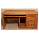 LLO - Oak Desk with 3 Drawers and Keyboard Tray