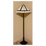 LL - Mission Style Floor Lamp with Stained Glass Shade