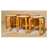 LLO - Set of 6 Bentwood Stacking Stools with Surface Wear