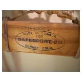 LLO - Pair of Vintage Safesport 56-Inch Wooden Snowshoes, Made in Canada