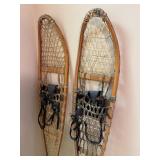 LLO - Pair of Vintage Safesport 56-Inch Wooden Snowshoes, Made in Canada