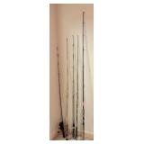 LLO - Collection of 5 Fishing Rods Including Daiwa, Shakespeare Ugly Stik, Pflueger, and Garcia Conolon