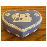 LLO - Wedgwood Blue Jasperware Heart Trinket Box, Made in England